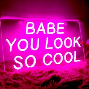 Neon Babe You Look So Cool A Pink Light Decor Wall Bedroom Party Festival Light